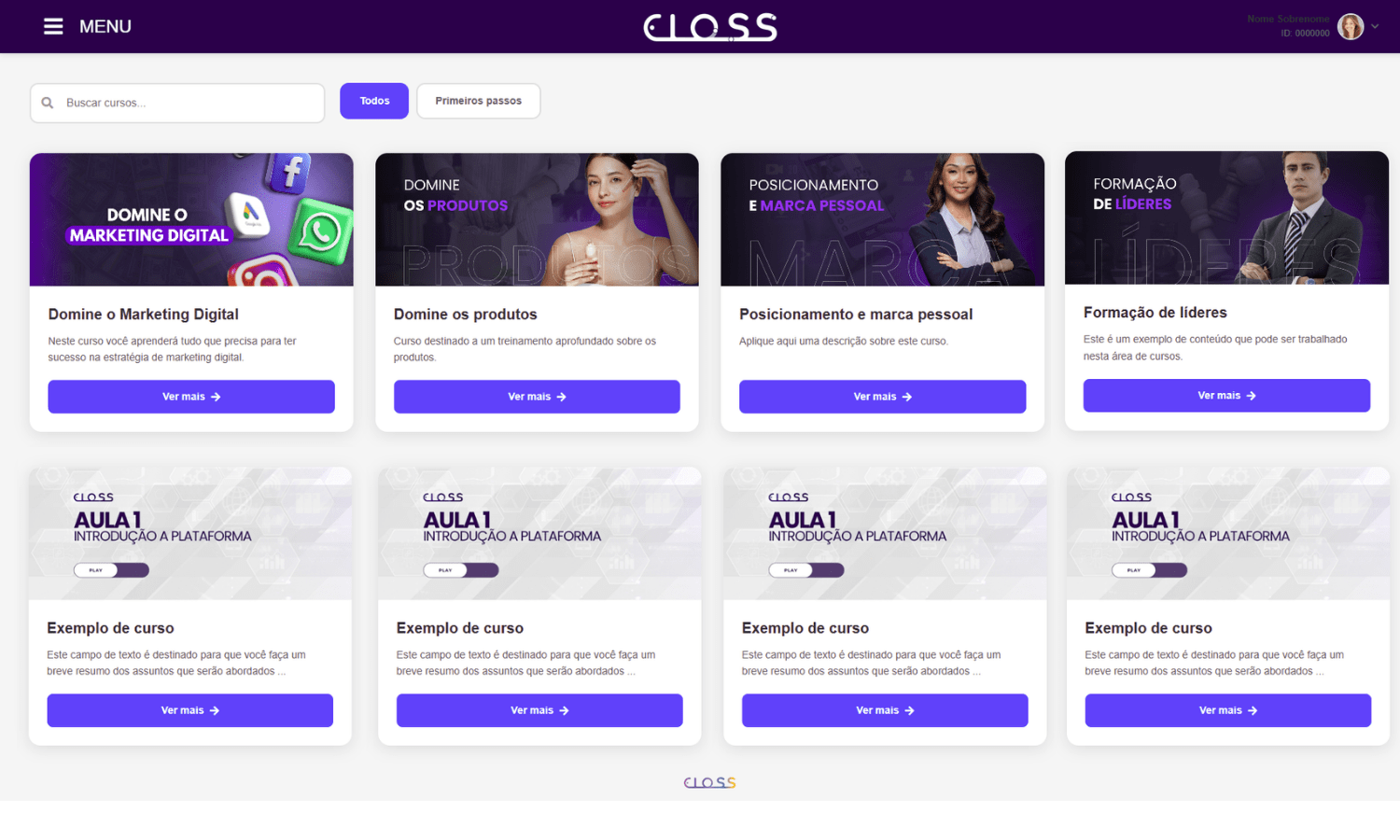 Central de materiais de apoio para consultoras no escritório virtual da plataforma Eloss para vendas diretas