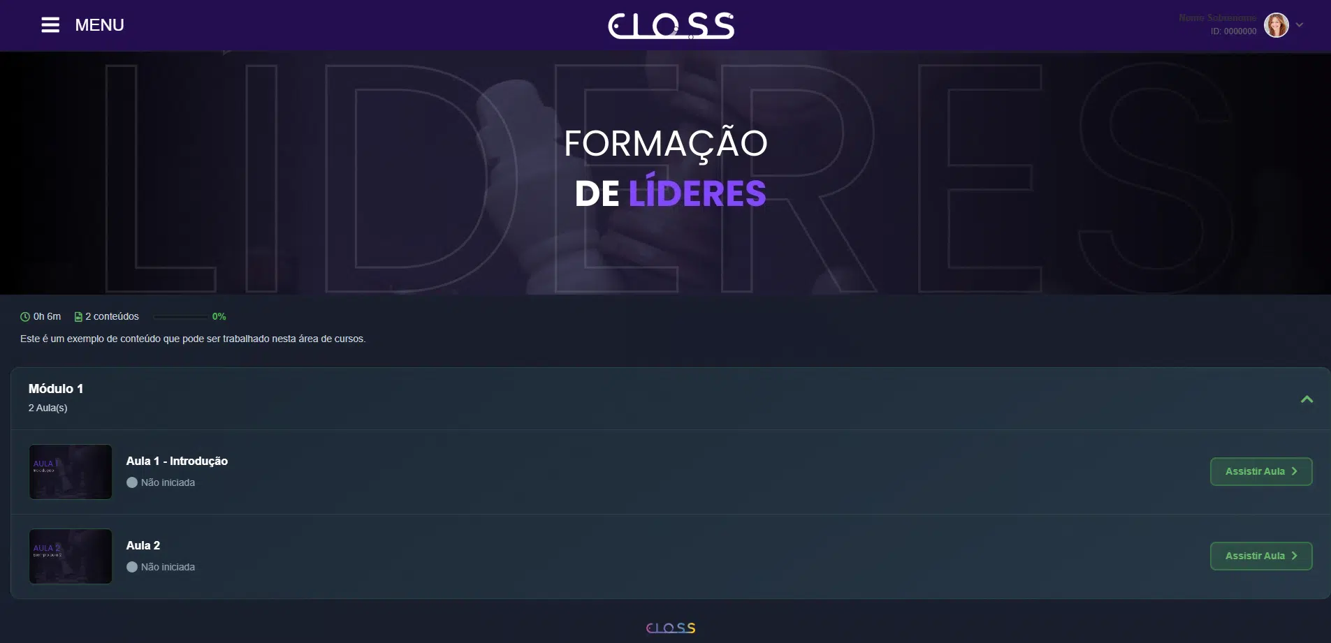 Portal educacional da Eloss — cursos e conteúdo acessíveis dentro do Escritório Virtual com a marca do cliente